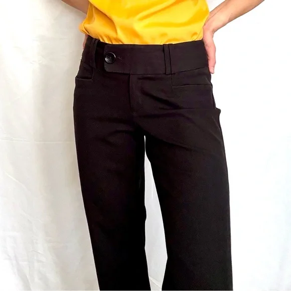 Banana Republic Martin Fit Black Boot Cut Flare Pants Large Button Tap Size 0 - Picture 2 of 11